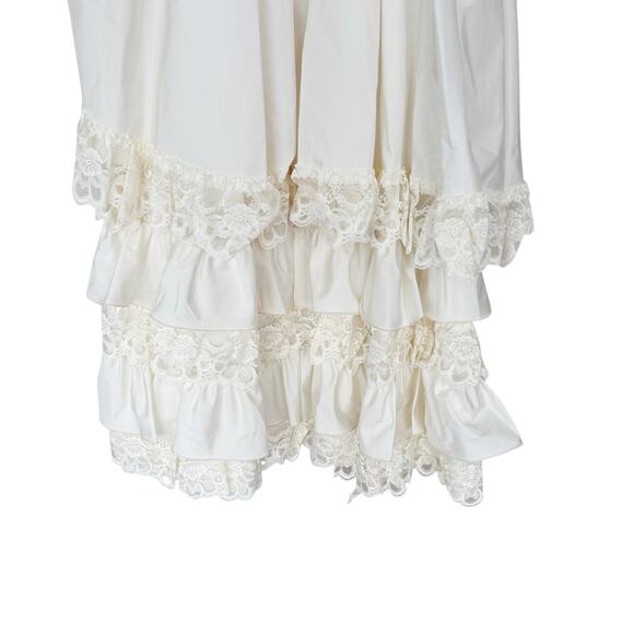 Vintage Victorian Puff Sleeve Tiered Lace Wedding Dress Sz XS - Picture 9 of 9